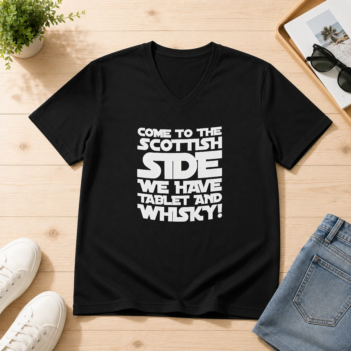 Awesome Scottish Gift Come To The Scottish Side We Have Tablet And Whisky V-Neck Shirt