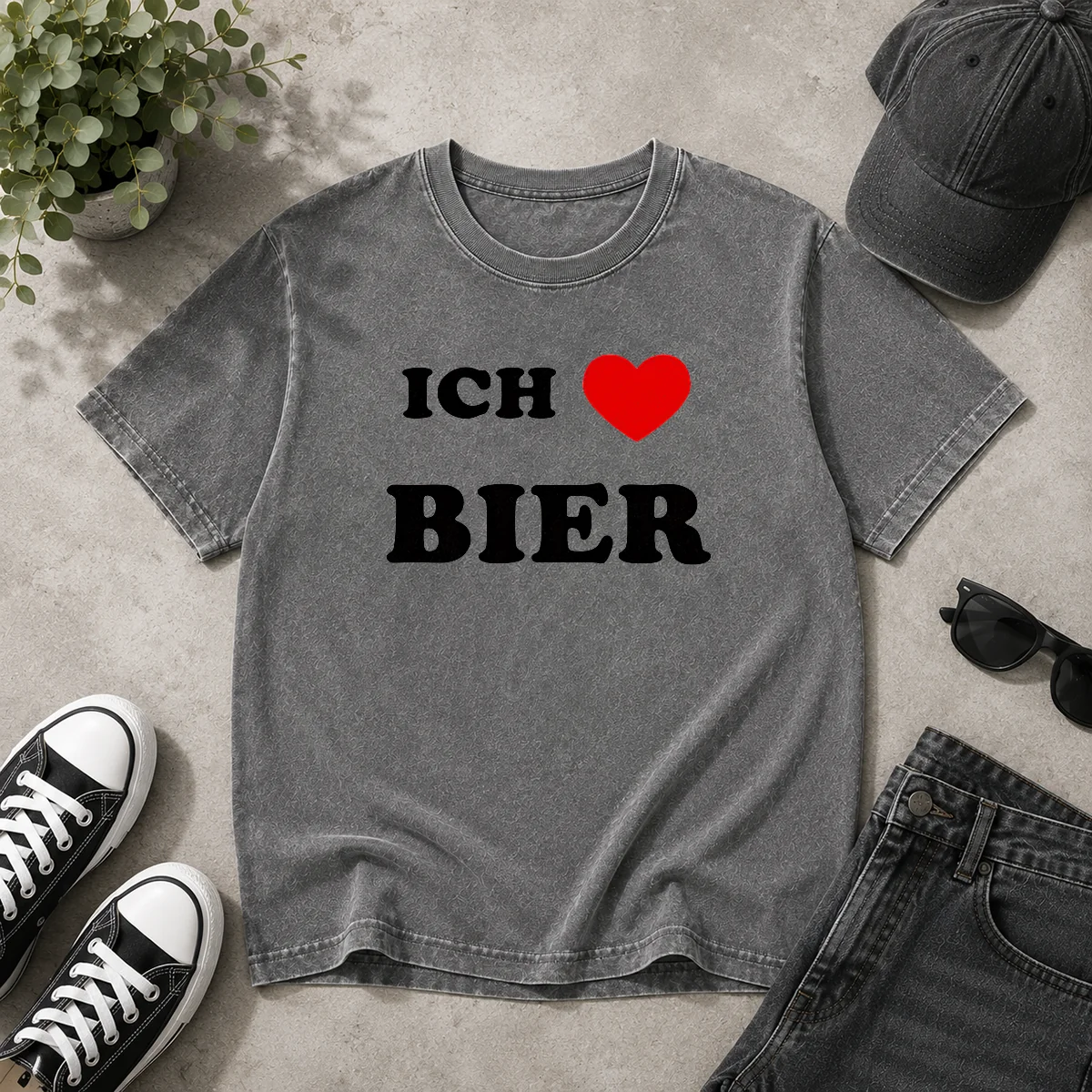 Awesome Vids Ich Love Bier Washed T-Shirt