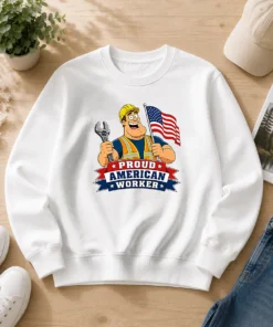 Hot Labour Day Patriotic Worker Cartoon Sweater