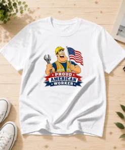 Hot Labour Day Patriotic Worker Cartoon