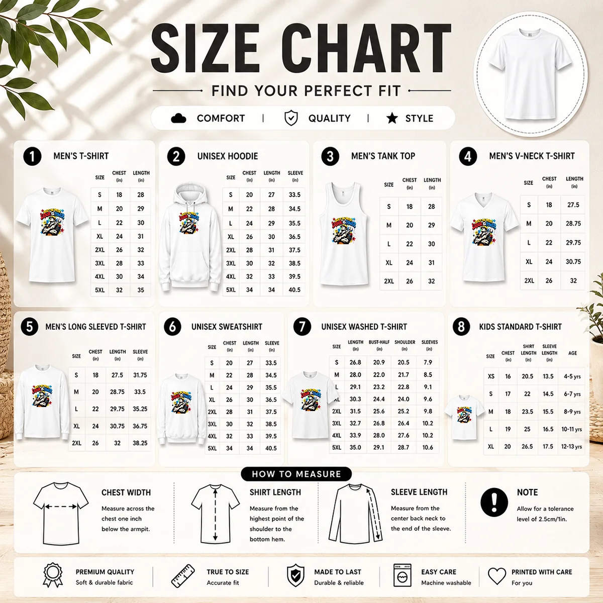 Nice Labor Day Pride Graffiti For Workers Size Chart Size chart for Nice Labor Day Pride Graffiti For Workers with measurements in inches and cm to help choose the right fit