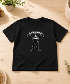 Nice Labour Day Proud American Worker Silhouette Kids T-Shirt