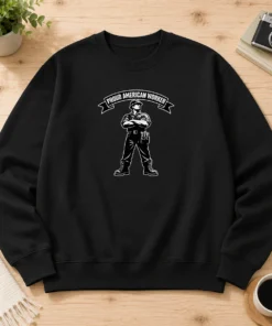 Nice Labour Day Proud American Worker Silhouette Sweater