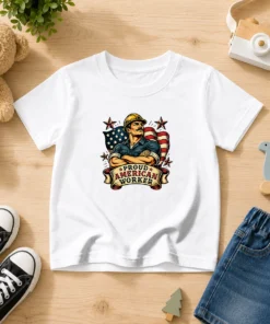 Nice Labour Day Proud American Worker Tattoo Kids T-Shirt