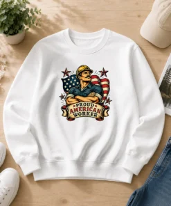 Nice Labour Day Proud American Worker Tattoo Sweater