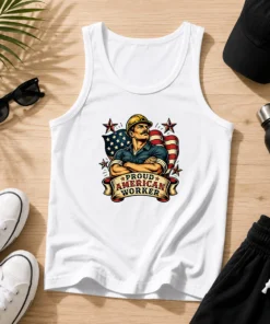 Nice Labour Day Proud American Worker Tattoo Tank Top