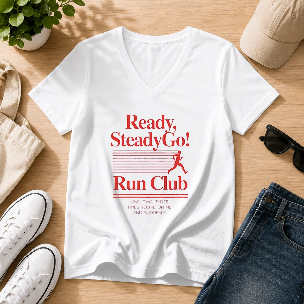 Official Ready Steadygo Run Club Running V-Neck Shirt
