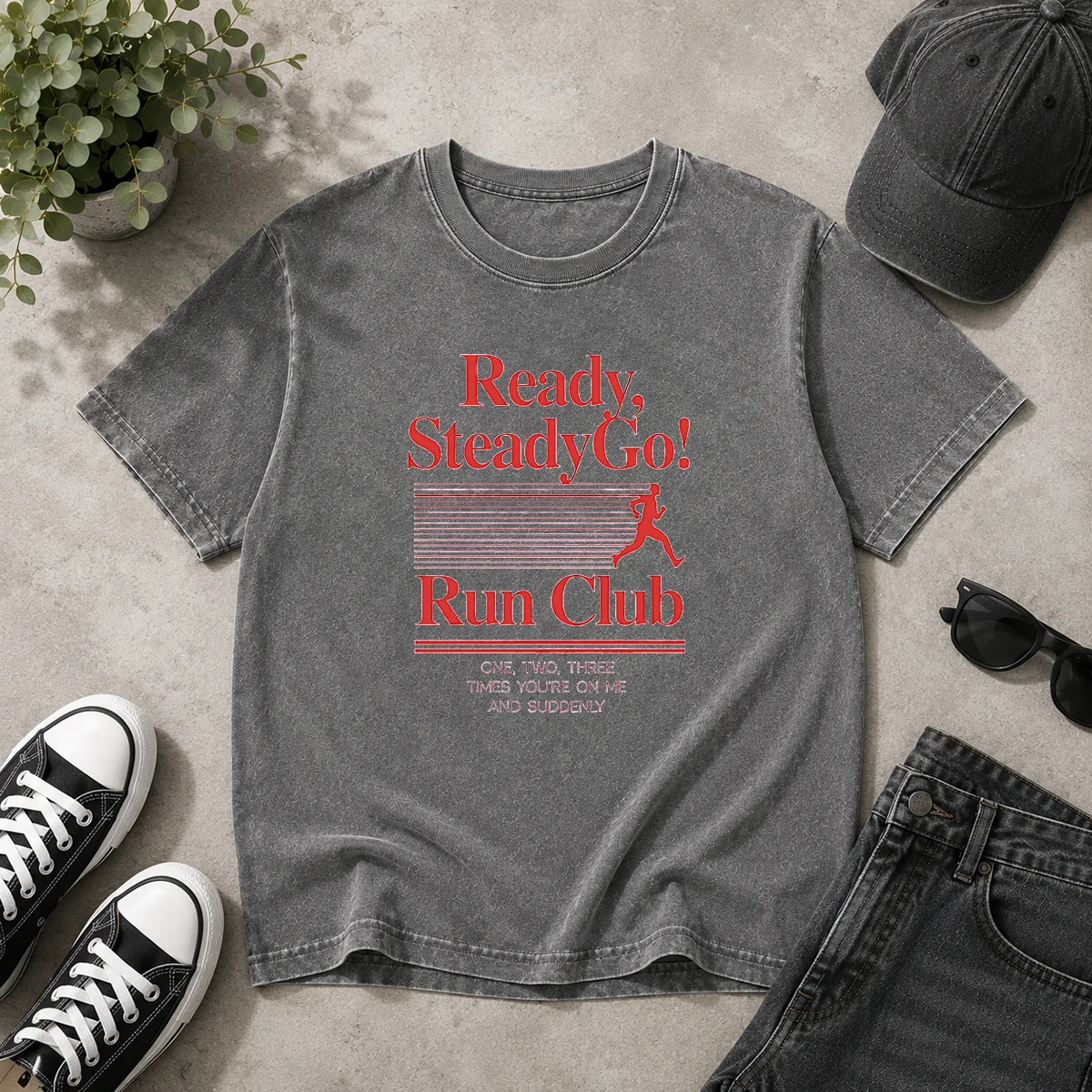 Official Ready Steadygo Run Club Running Washed T-Shirt