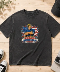 Original Labour Day Proud American Worker Pop Art Washed T-Shirt