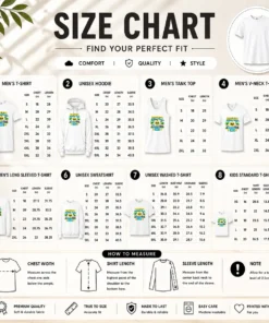 Size chart for Premium August Holiday Pixel Vacation Mode (2) with measurements in inches and cm to help choose the right fit