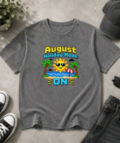 Premium August Holiday Pixel Vacation Mode (2) Washed T-Shirt