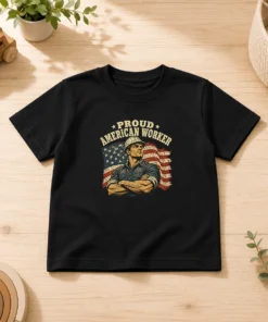 Premium Labour Day Proud American Worker Retro Distressed Kids T-Shirt