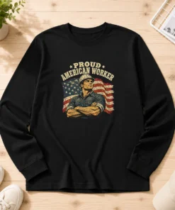 Premium Labour Day Proud American Worker Retro Distressed Long Sleeve Shirt