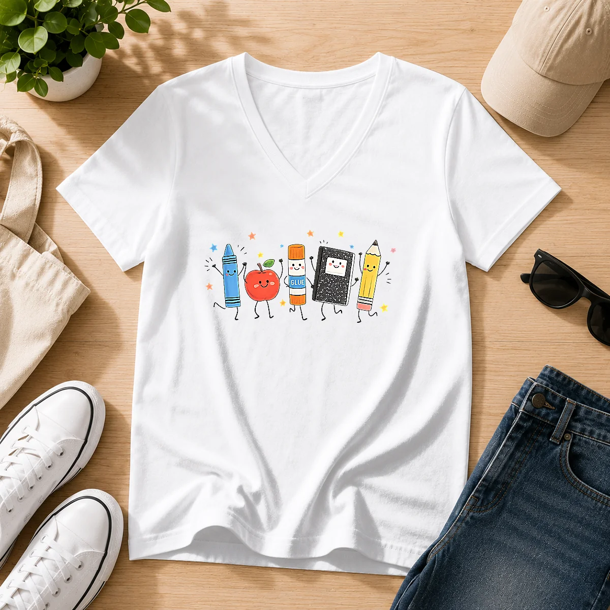 Premium Teacher Students Life Back To School V-Neck Shirt