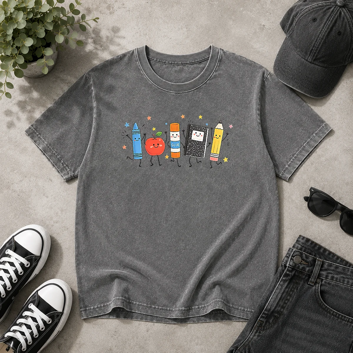 Premium Teacher Students Life Back To School Washed T-Shirt