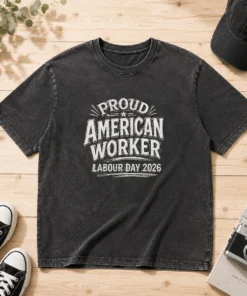 Pretty Labour Day Proud American Worker Sketch Washed T-Shirt