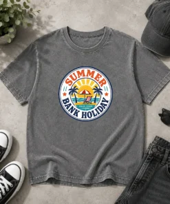 Pretty Vintage Badge Summer Bank Holiday Relax Enjoy Unwind Washed T-Shirt