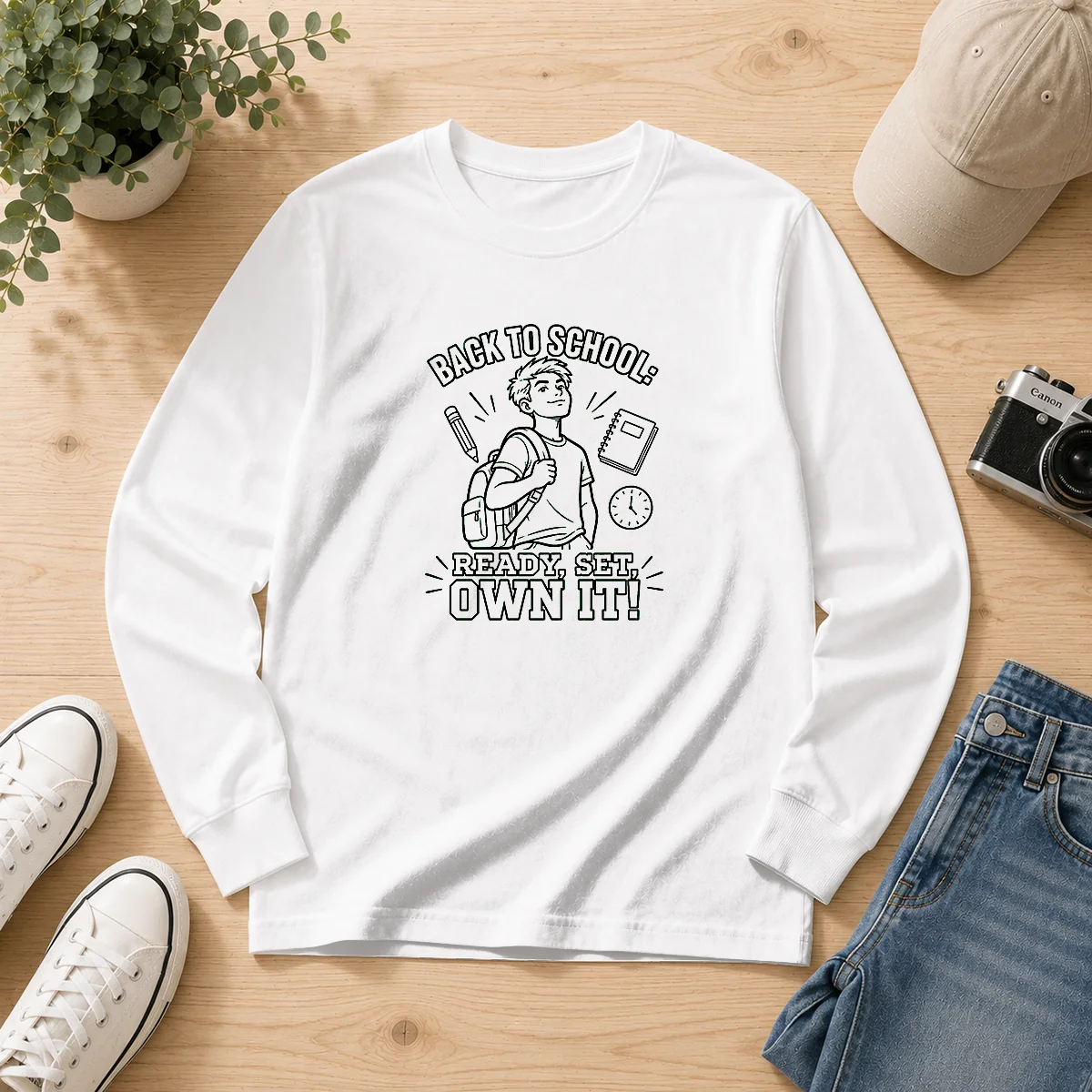 Top Back To School Confidence Line Art Long Sleeve Shirt