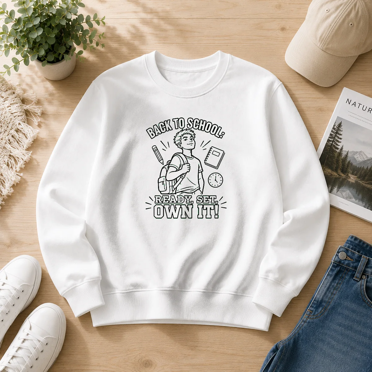 Top Back To School Confidence Line Art Sweater