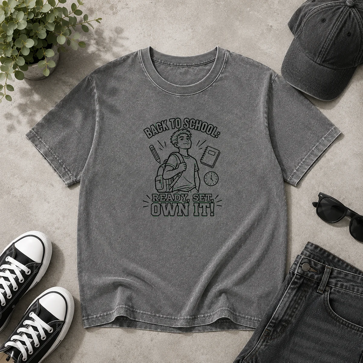 Top Back To School Confidence Line Art Washed T-Shirt
